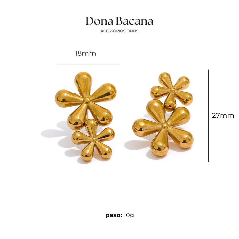 Brinco Floral Invertido Banhado a Ouro 18K | Coleção Firenze